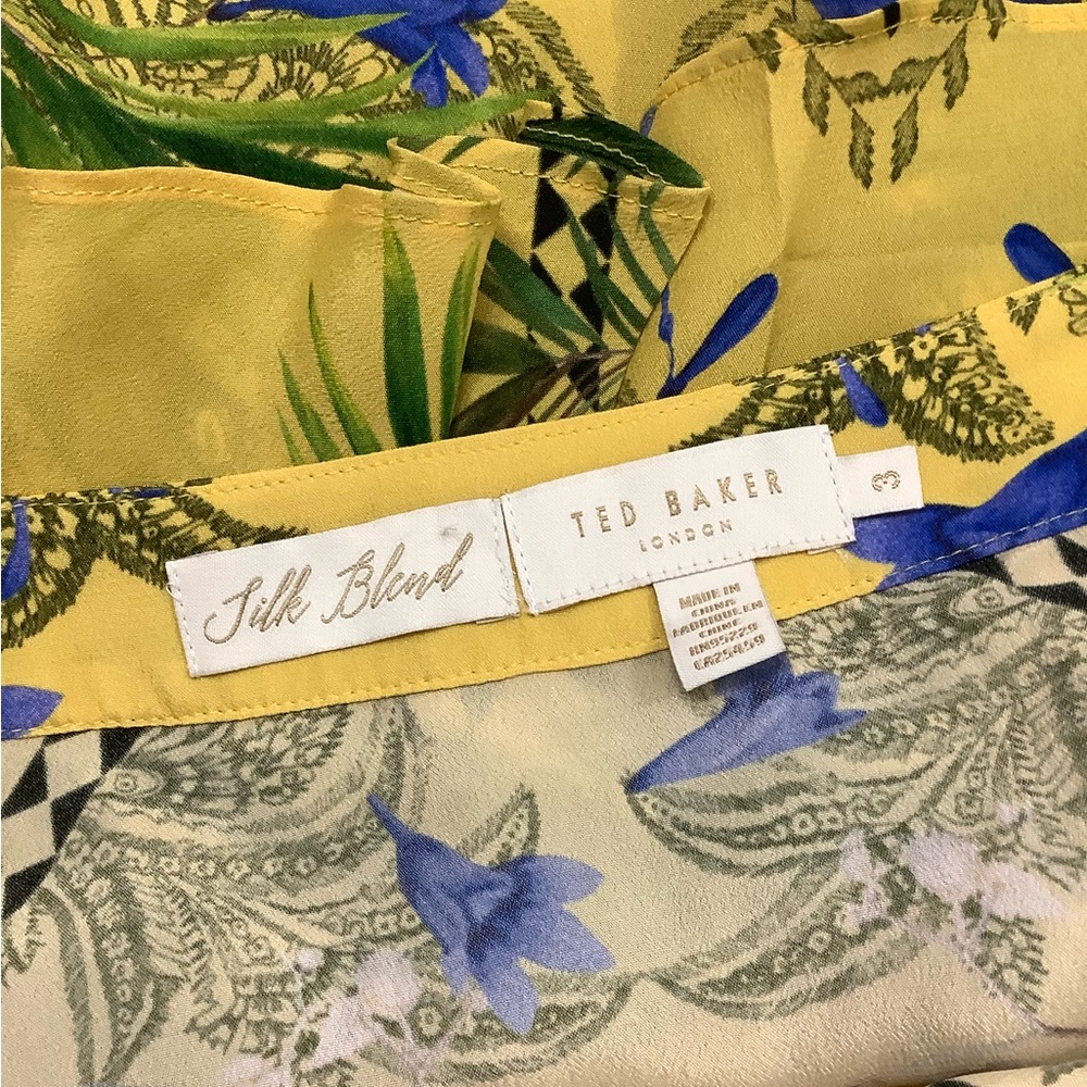 Ted Baker Royal Palm Tie Back Top Silk Blend Lightweight - Picture 5 of 9